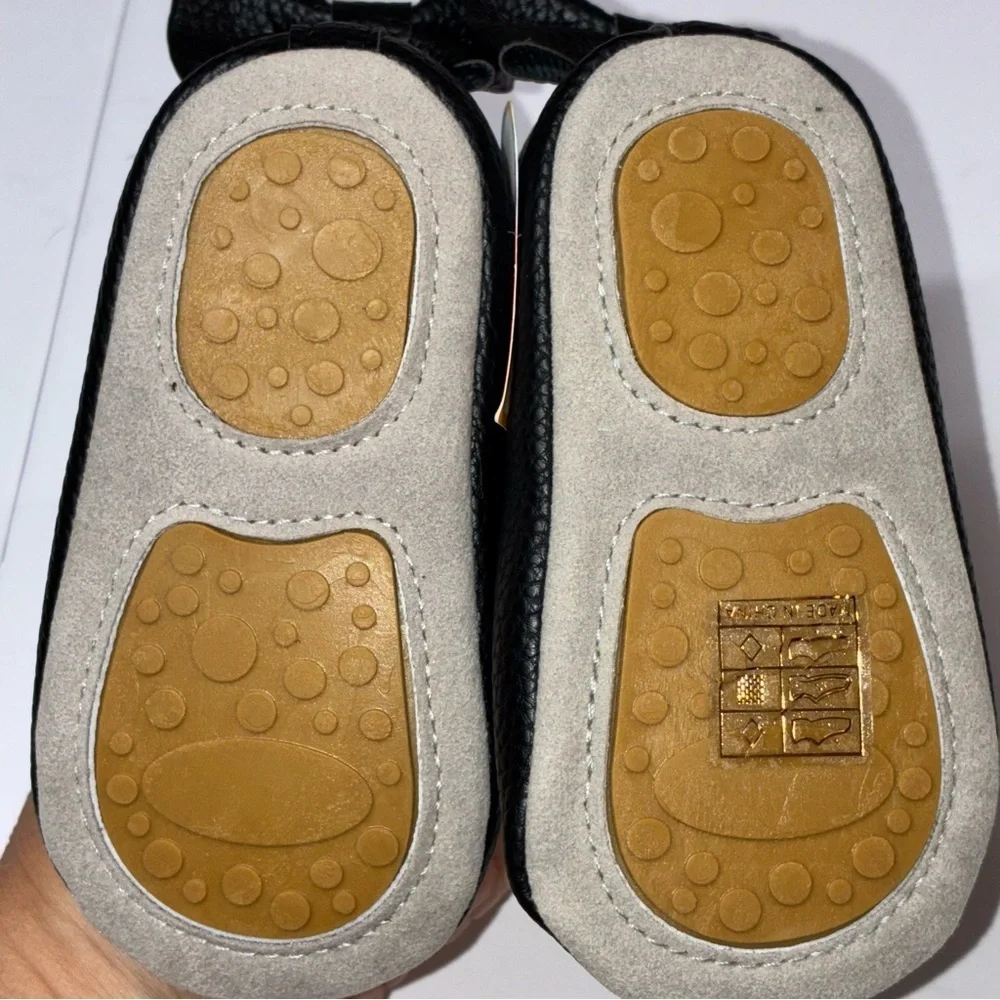 Black Ballet Flats Baby Size 12 Bow On Back Elastic Slip On